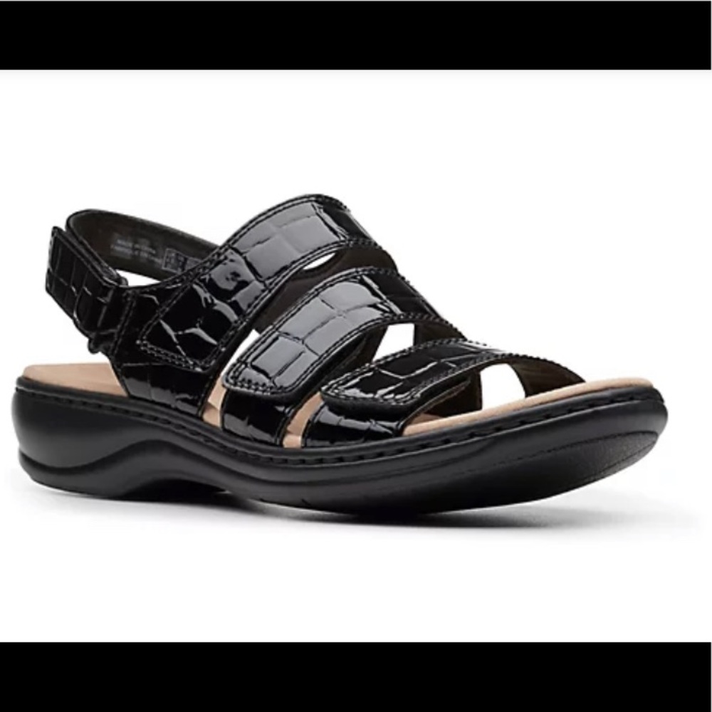 Brand New Clarks Sandals Black Patent Leather